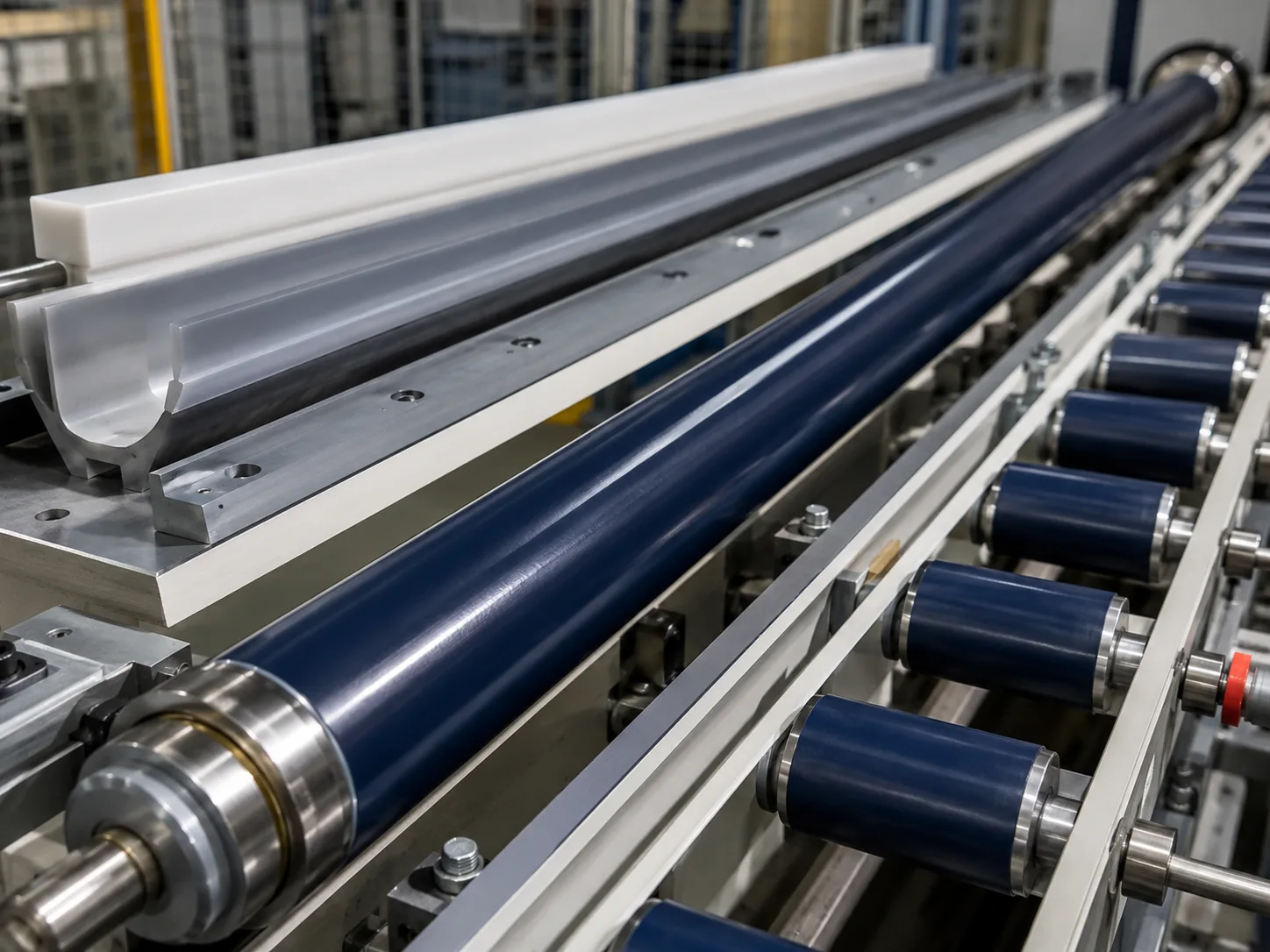 Non-stick PTFE-coated rollers on a production line