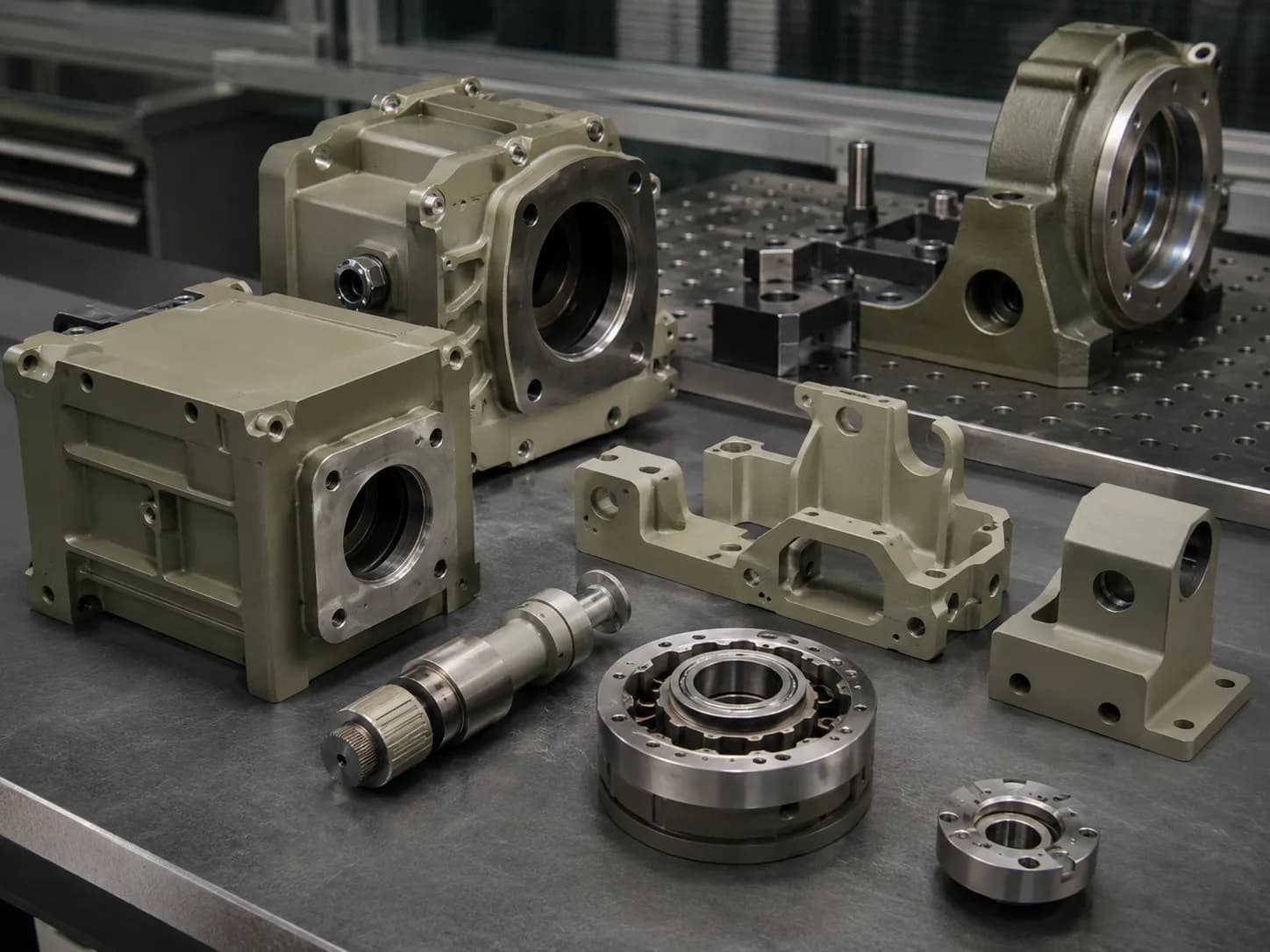 Coated gear housings and bearing assemblies prepared for service