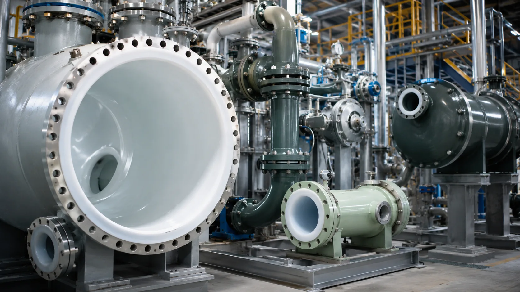 Anti-corrosion coated pressure vessels and process pipework